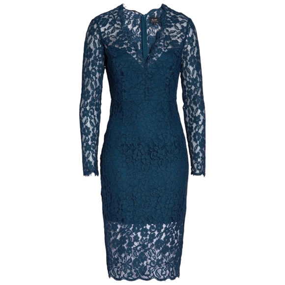 Bardot Midnight Lace Long Sleeve Midi Dress in Ash Blue NWT size 4 - Picture 2 of 14
